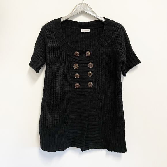 Soft Surroundings Black City Sweater Chunky Knit Cardigan Large L - Picture 1 of 7